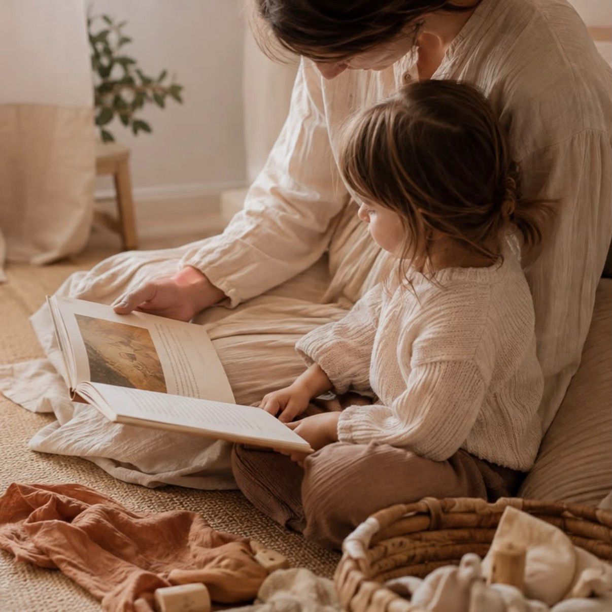 Mamma legge una fiaba alla bambina